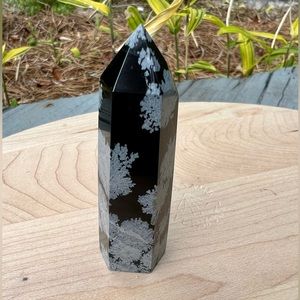Snowflake obsidian crystal tower ~4”